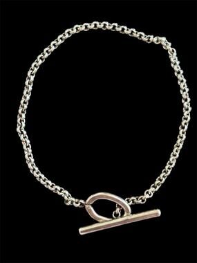 Sterling Silver 7” T Bar Toggle Clasp Minimalist Chain Bracelet 925